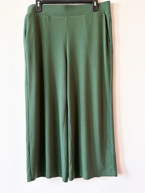 Torrid Studio Wide Leg Pants Green Pull On Stretch Palazzo Career Size 0 NWOT